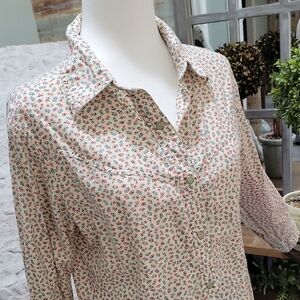 For Joseph Cream Ditsy Floral Print Pearl Snap Shirt Womens M, Coastal Cowgirl